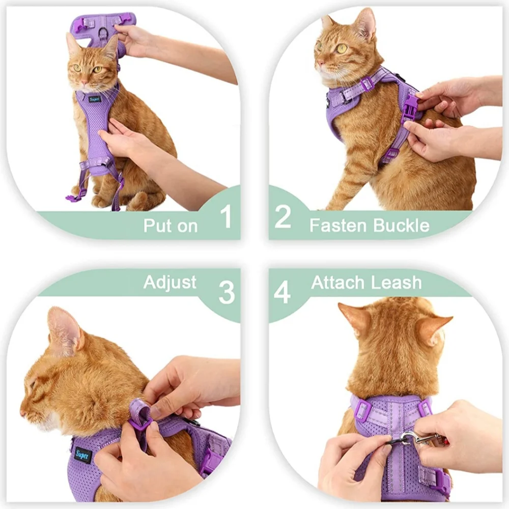 Supet Cat Harness and Leash Set for Cat, Small Size, Adjustable & Reflective